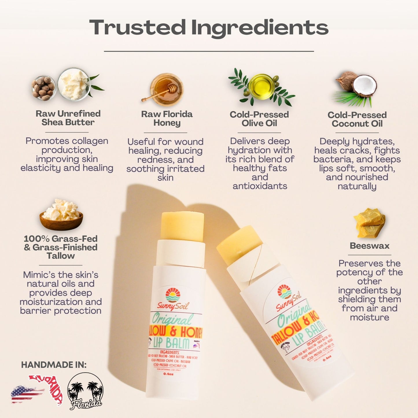 Tallow & Honey Lip Balm (Pack of 3)