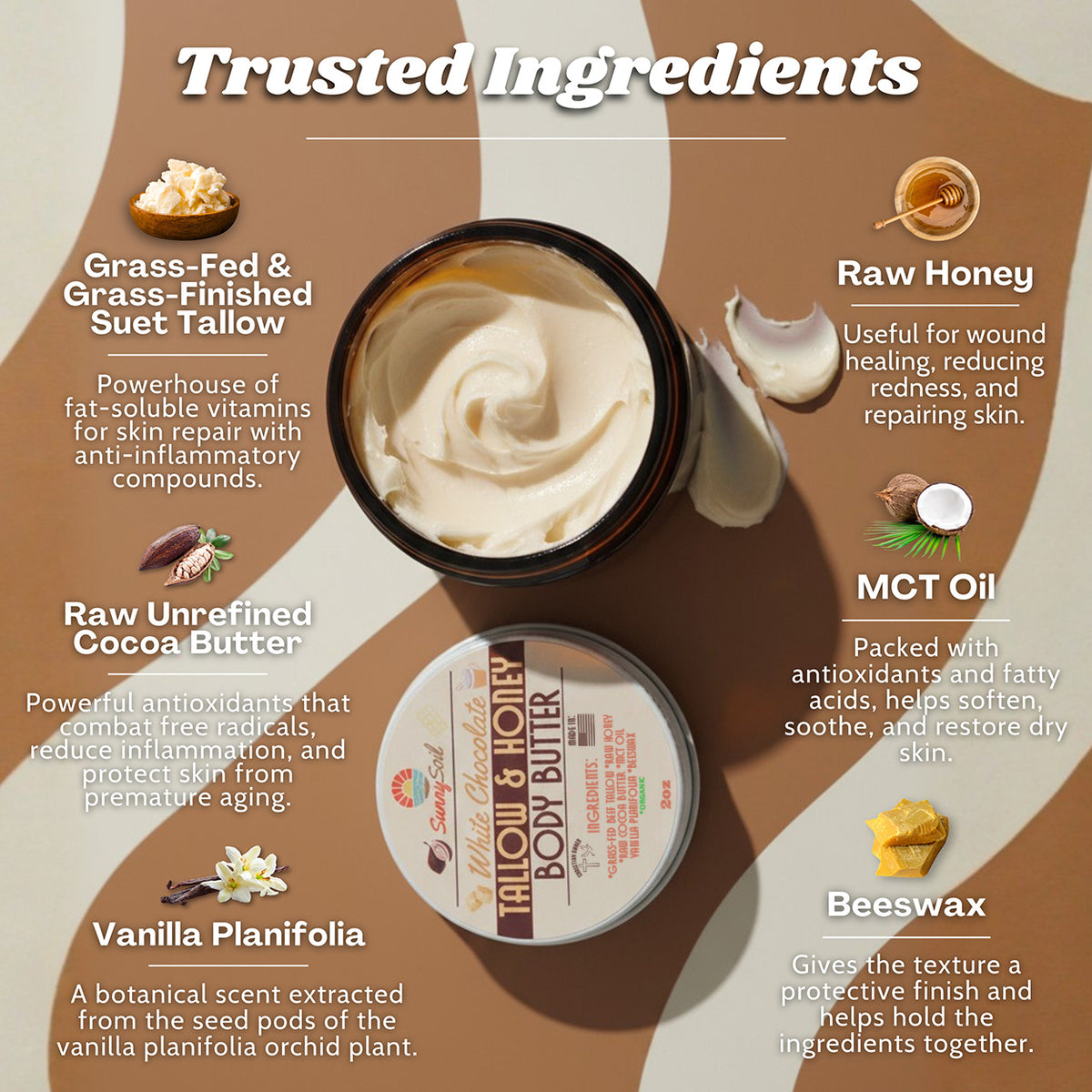 White Chocolate Tallow & Honey Body Butter (2oz)