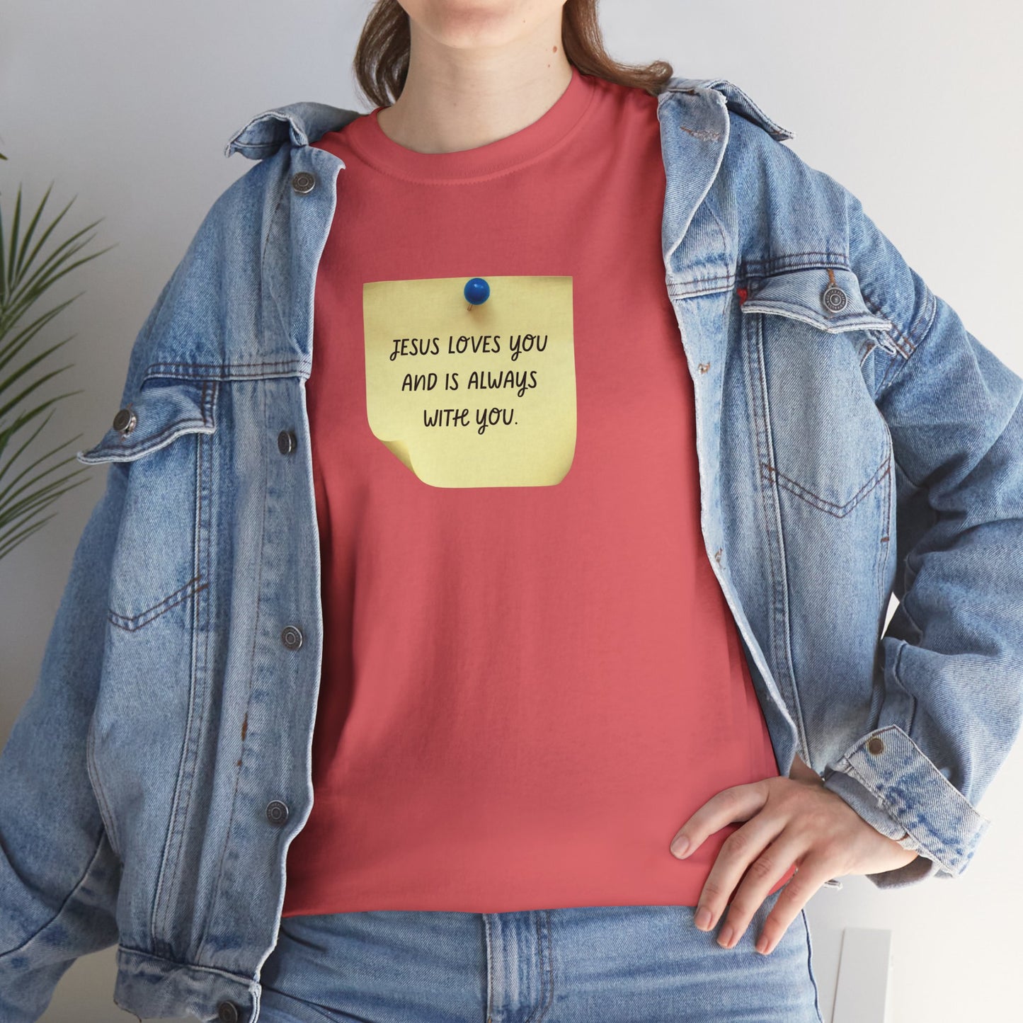 Jesus Loves You Sticky Note T-Shirt 100% Cotton - Faith-Based, Revival, Christian