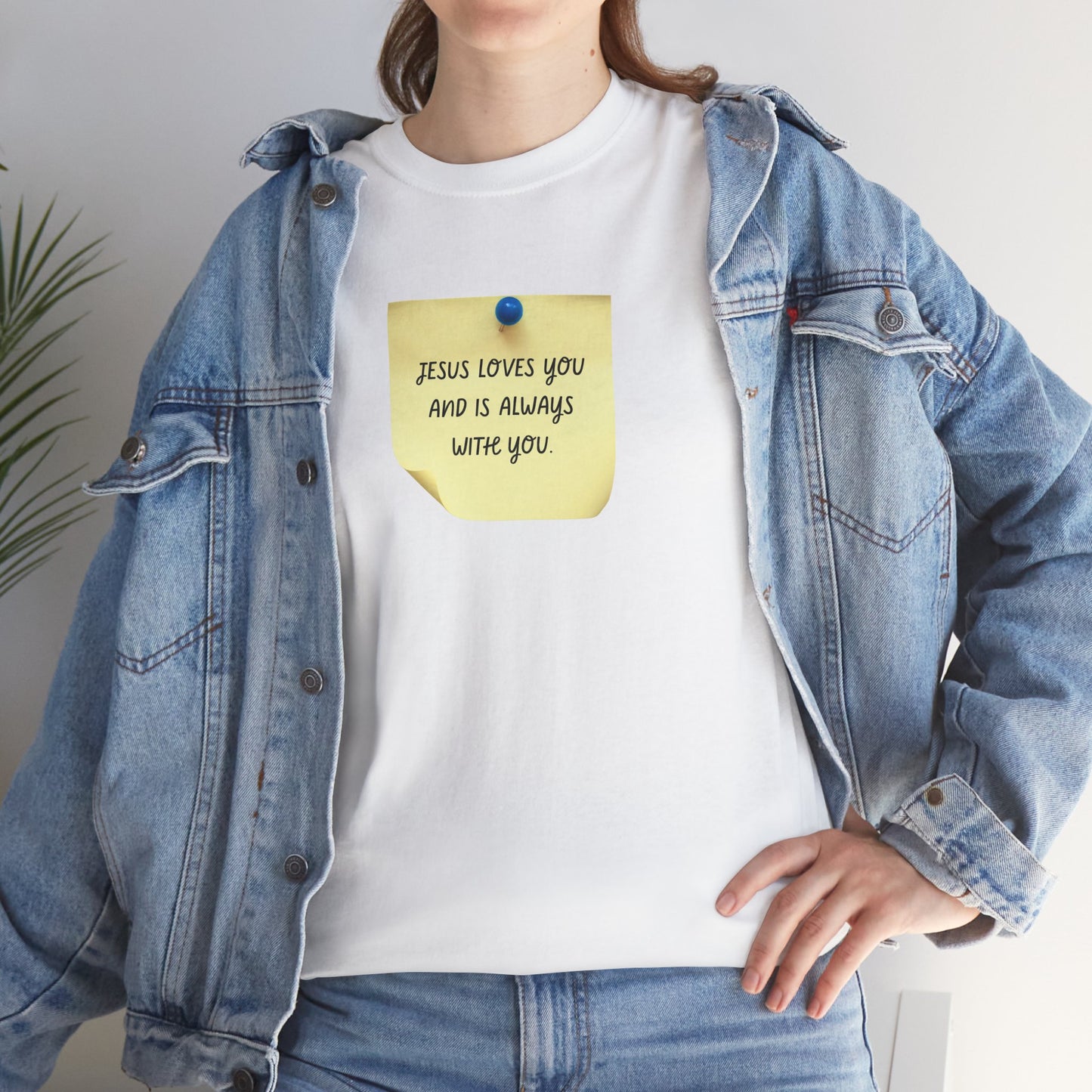 Jesus Loves You Sticky Note T-Shirt 100% Cotton - Faith-Based, Revival, Christian