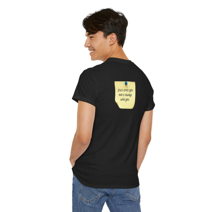 Jesus Loves You Sticky Note T-Shirt 100% Cotton - Faith-Based, Revival, Christian