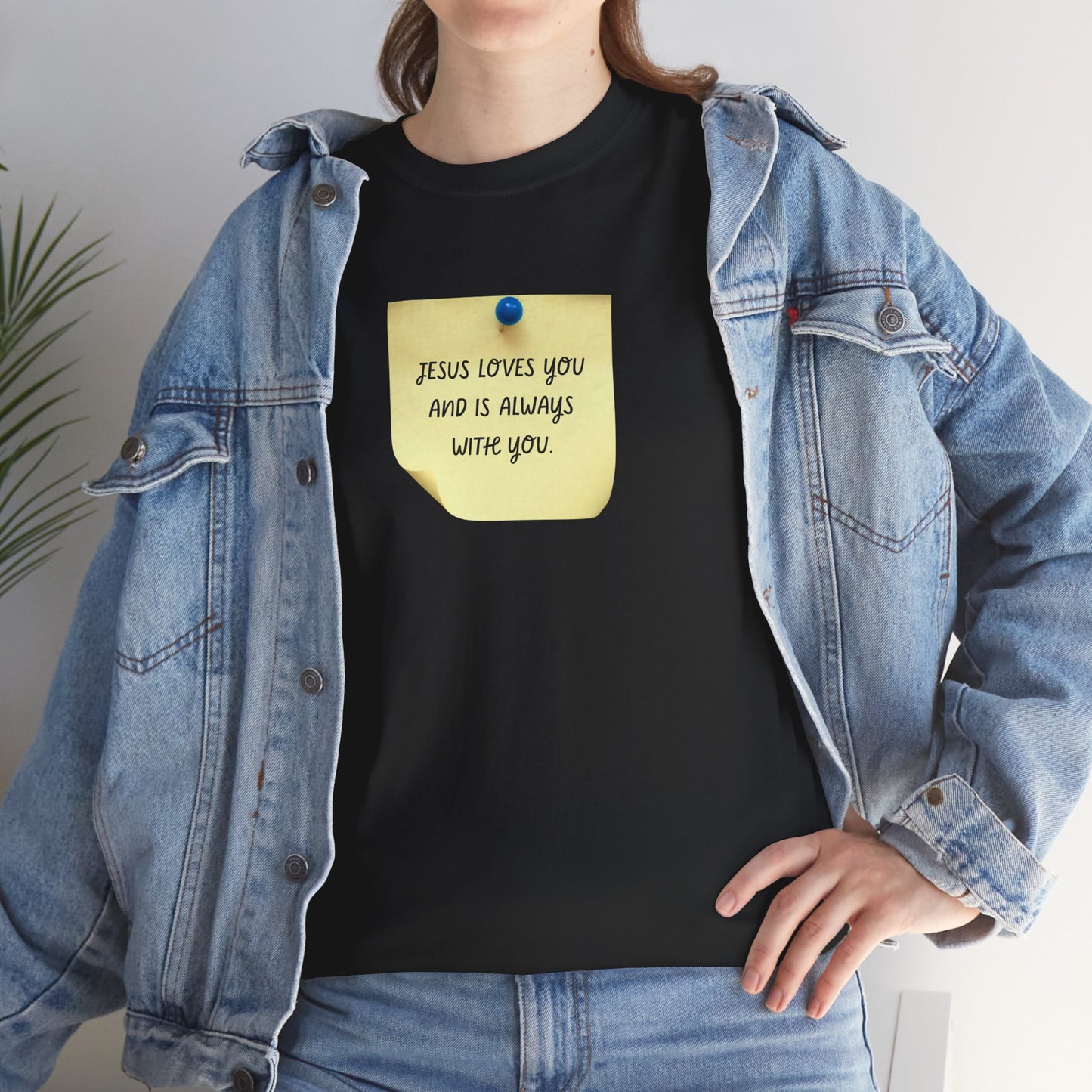 Jesus Loves You Sticky Note T-Shirt 100% Cotton - Faith-Based, Revival, Christian