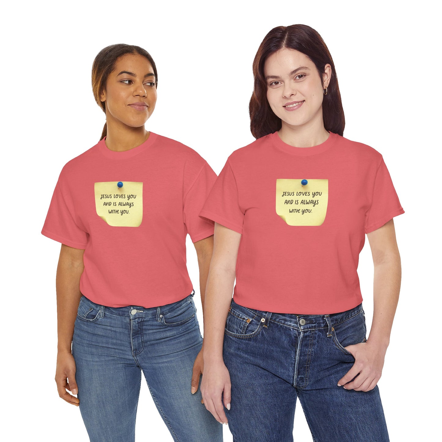 Jesus Loves You Sticky Note T-Shirt 100% Cotton - Faith-Based, Revival, Christian