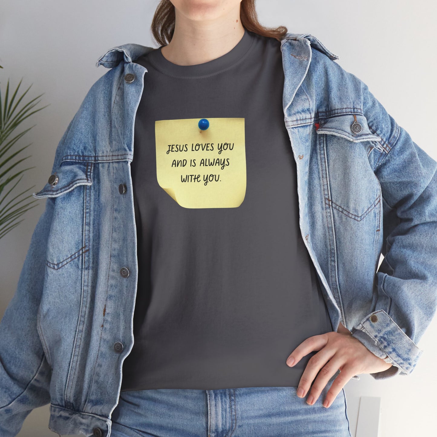 Jesus Loves You Sticky Note T-Shirt 100% Cotton - Faith-Based, Revival, Christian