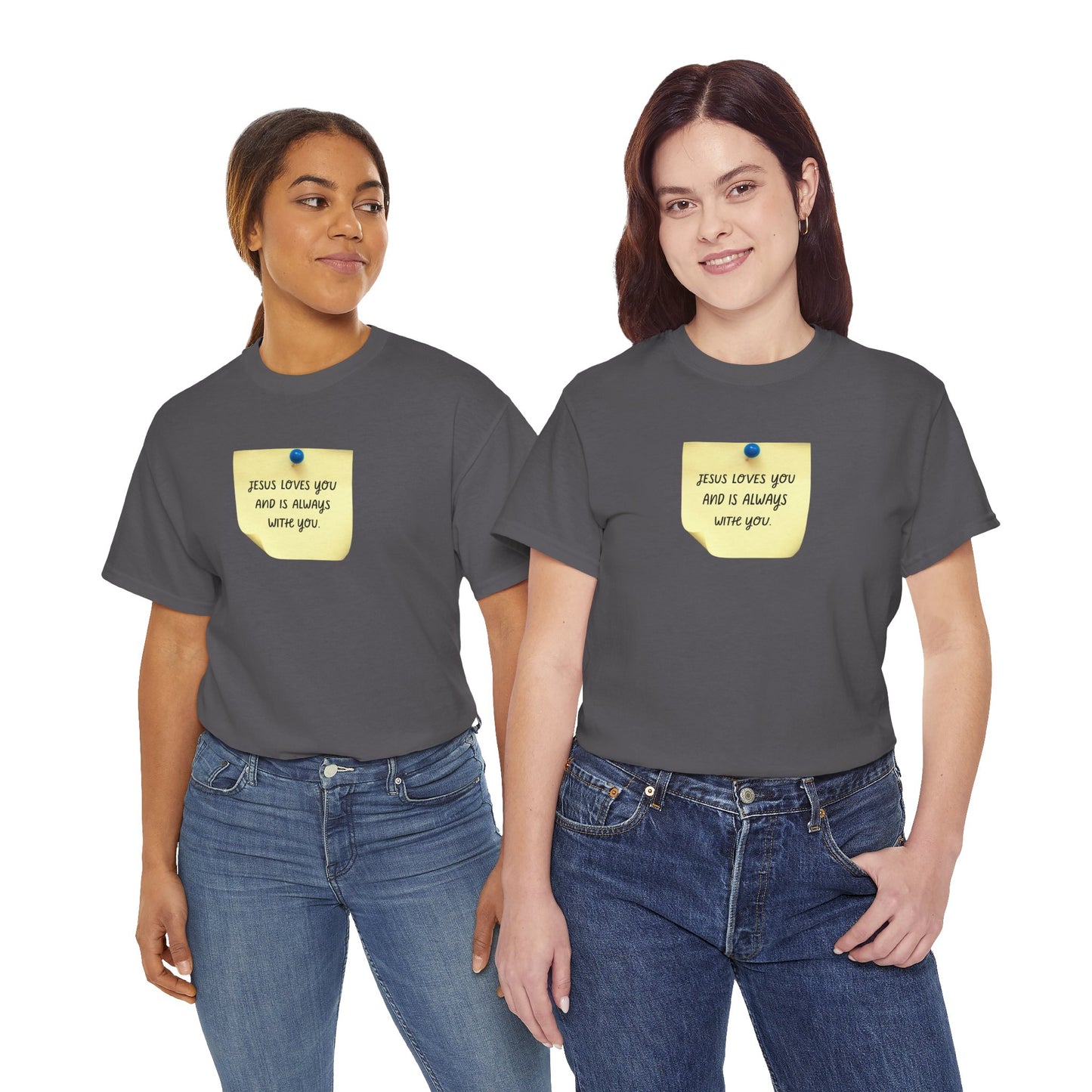 Jesus Loves You Sticky Note T-Shirt 100% Cotton - Faith-Based, Revival, Christian