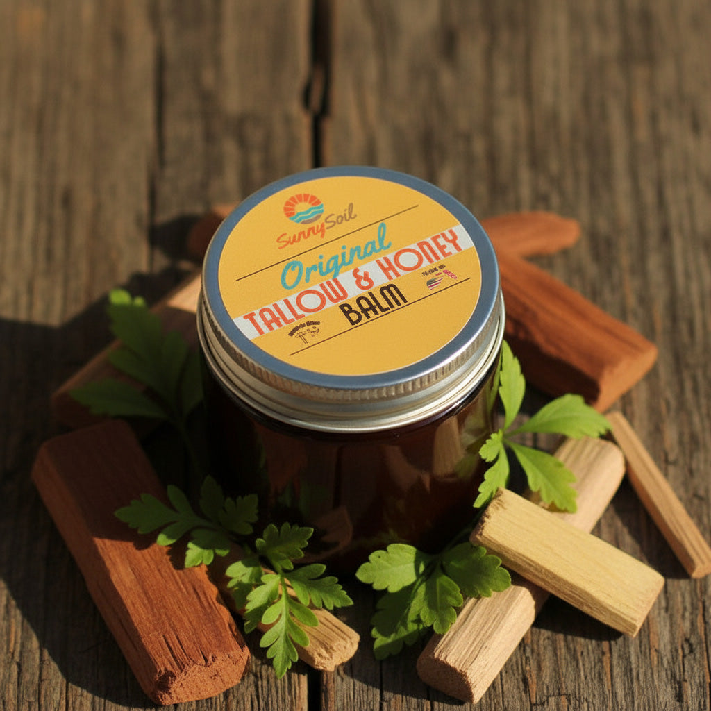 Bálsamo original de sebo y miel con manteca de karité: humectante para el cuerpo y el rostro