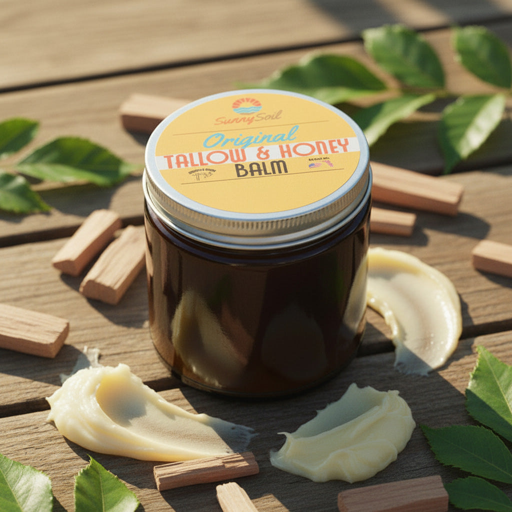 Bálsamo original de sebo y miel con manteca de karité: humectante para el cuerpo y el rostro