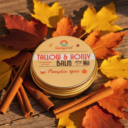 Bálsamo de miel y sebo con especias de calabaza: humectante para el cuerpo y el rostro