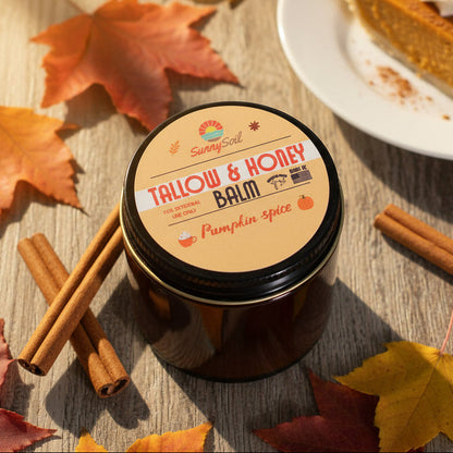 Bálsamo de miel y sebo con especias de calabaza: humectante para el cuerpo y el rostro